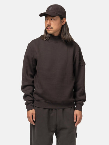 Stone Island Ghost Piece Cotton Wool Mock Neck Dark Brown, Sweatshirts