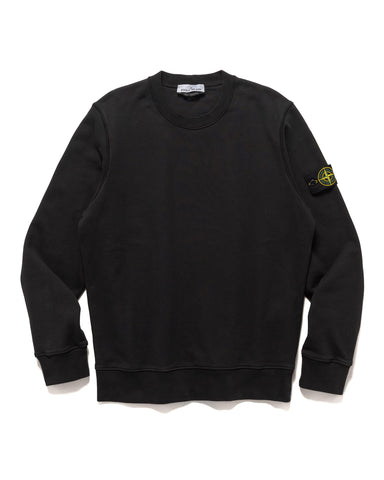 Stone Island Garment Dyed Cotton Fleece Crewneck Black, Sweaters