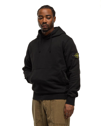 Stone Island Garment Dyed Cotton Fleece Hoodie Black, Sweaters