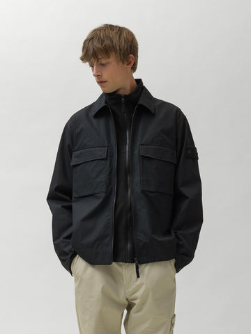 Stone Island Ghost Piece All Weather Cotton Canvas Overshirt Black, Shirts
