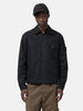 Half body shot of the model wearing the Stone Island Ghost Piece All-Weather Cotton Canvas Overshirt Black