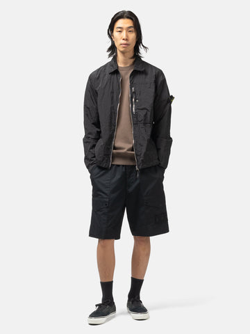 Stone Island Ghost Piece All Weather Cotton Canvas Shorts Black, Shorts