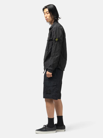 Stone Island Ghost Piece All Weather Cotton Canvas Shorts Black, Shorts