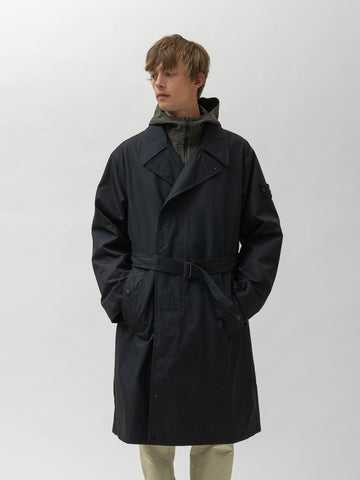 Stone Island Ghost Piece All Weather Cotton Canvas Trench Black, Coats