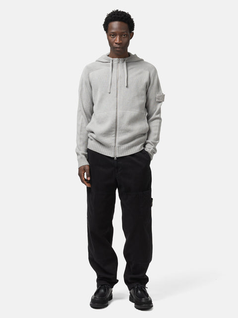 Full body shot of the model wearing the Stone Island Ghost Piece Cashmere Hoodie Dust