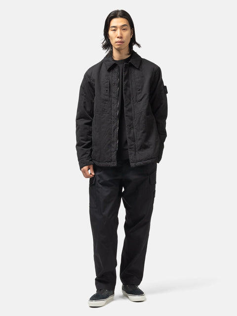 Stone Island Ghost Piece Cotton Linen Quilted Overshirt Black, Shirts
