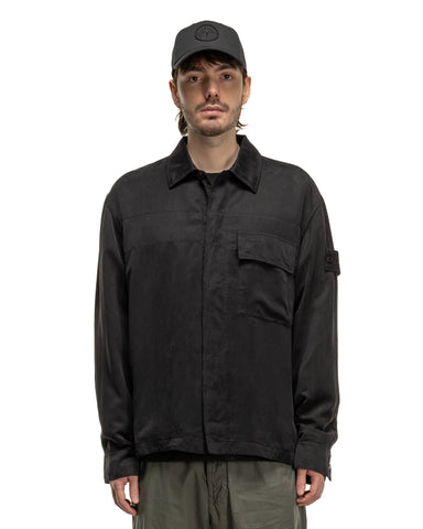 Stone Island Ghost Piece Cupro Raso Comfort Fit Overshirt Black, Outerwear