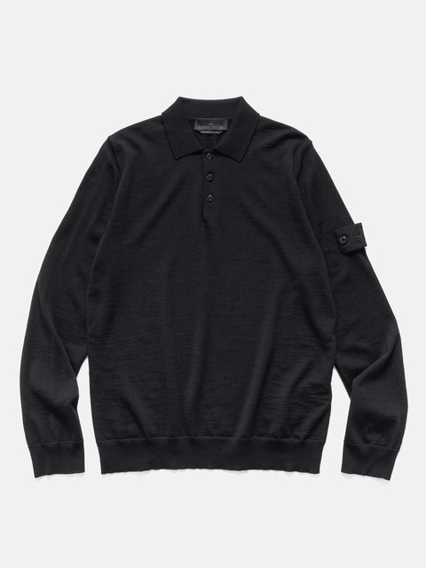Stone-Island-Ghost-Piece-Light-RWS-Wool-LS-Polo-Sweater-Black-1