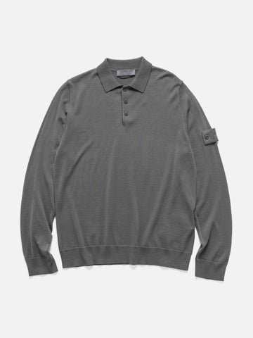 Stone Island Ghost Piece Light RWS Wool LS Polo Sweater Dark Grey, Sweatshirts