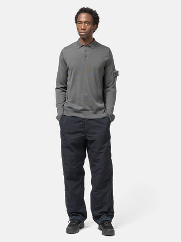 Stone Island Ghost Piece Light RWS Wool LS Polo Sweater Dark Grey, Sweatshirts