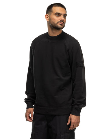 Stone Island Ghost Piece Stretch Organic Cotton Fleece Crewneck Black, Sweaters