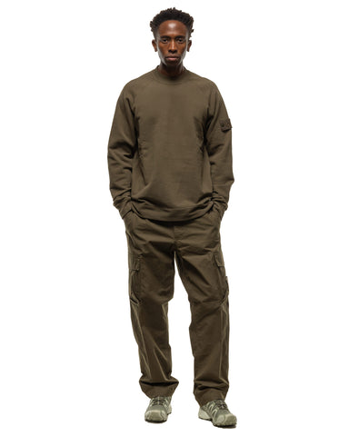 Stone Island Ghost Piece Stretch Organic Cotton Fleece Crewneck Military Green, Sweaters