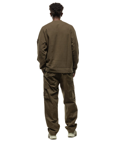 Stone Island Ghost Piece Stretch Organic Cotton Fleece Crewneck Military Green, Sweaters