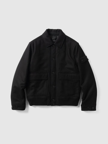 Stone Island Ghost Piece Wool Nylon Flannel Black, Jackets