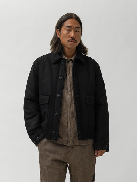 Stone Island Ghost Piece Wool Nylon Flannel Black, Jackets