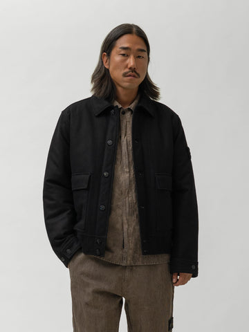 Stone Island Ghost Piece Wool Nylon Flannel Black, Jackets