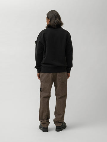 Stone Island Cotton Zip Neck LS Polo Black, Polos
