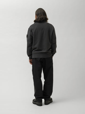 Stone Island Cotton Zip Neck LS Lead Grey, Polos