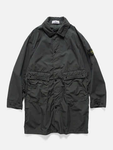 Flat shot of the Stone Island Light Compact Touch Poly-TC Car Coat Charcoal Grey