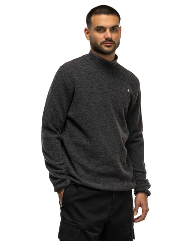 Stone Island Stellina Gauzed Effect Wool Blend Mock Neck Sweater Lead Grey, Sweaters