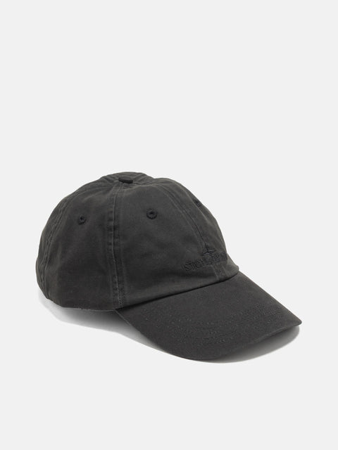 Stone Island Brushed Cotton Gabardine Baseball Cap Black, Caps
