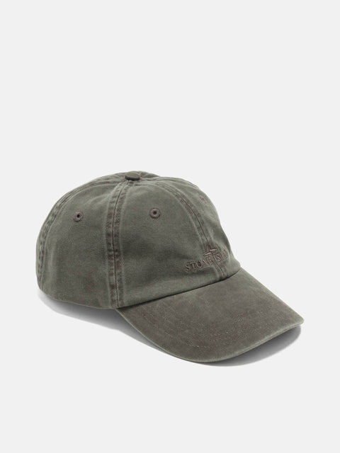 Stone Island Brushed Cotton Gabardine Baseball Cap Military Green, Caps
