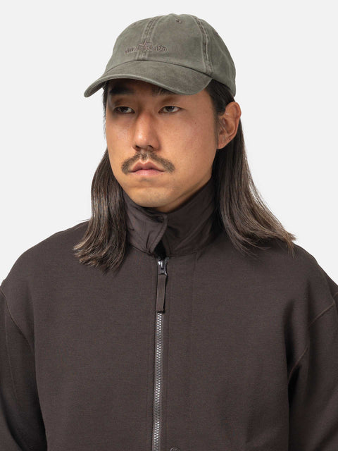 Stone Island Brushed Cotton Gabardine Baseball Cap Military Green, Caps