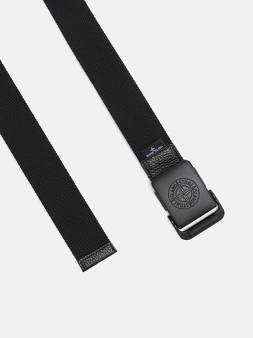 Close up of the Stone Island Nylon Tape Belt Black