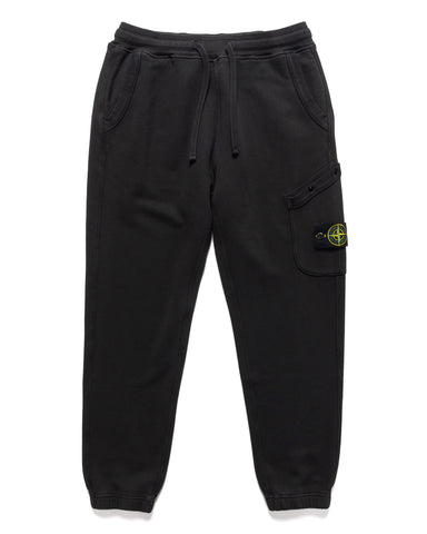 Stone Island Organic Cotton Diagonal Fleece 'Old' Effect Sweat Pant - Black, Bottoms