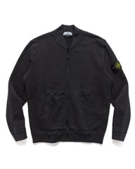 Stone Island Organic Cotton Diagonal Fleece 'Old' Effect Zip Sweater Black, Sweaters