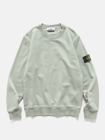 Flat shot of the Stone Island Organic Cotton Fleece Crewneck Sage