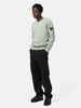 Full body shot of the model wearing the Stone Island Organic Cotton Fleece Crewneck Sage