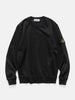Flat shot of the Stone Island Organic Cotton Fleece Crewneck Sweatshirt Black