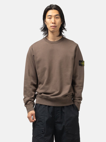 Stone Island Organic Cotton Fleece Crewneck Umber, Sweatshirts