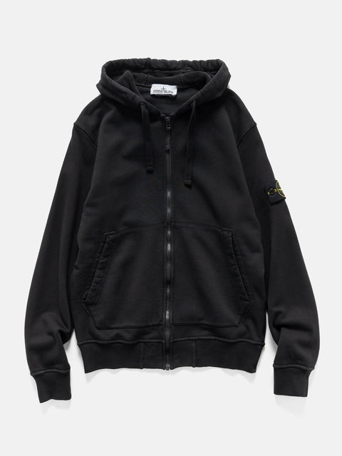 Flat shot of the Stone island Organic Cotton Hooded Sweatshirt Black