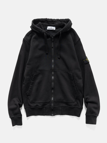 Flat shot of the Stone island Organic Cotton Hooded Sweatshirt Black