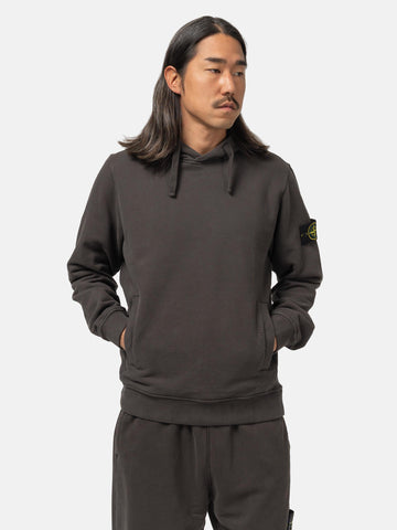 Stone Island Organic Cotton Hooded Sweatshirt Lead Grey, Hoodies