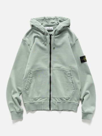 Flat shot of the Stone Island Organic Cotton Hooded Sweatshirt Sage