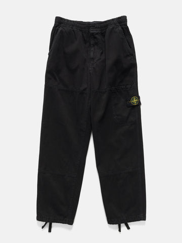 Flat shot of the Stone Island Organic Cotton Patch-Pocket Cargo Trouser Black