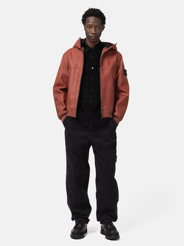 Full body shot of the model wearing the Stone Island Organic Cotton Patch-Pocket Cargo Trouser Black