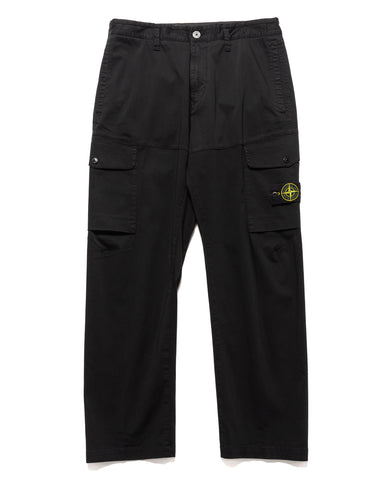 Stone Island Organic Cotton Satin Stretch 2 Pocket Cargo Pant Black, Bottoms