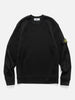 Front shot of the Stone Island Organic Cotton Waffle Fleece Crewneck Black
