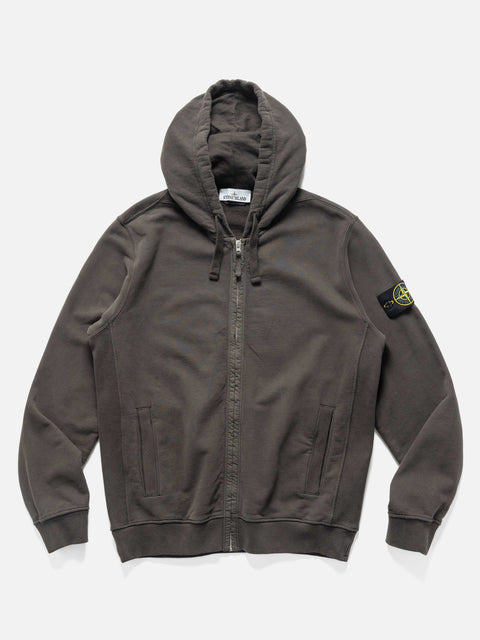 Stone Island Organic Cotton Zip-up Hoodie Lead Grey, Hoodies