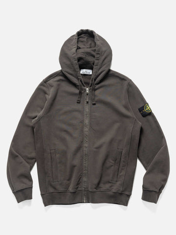 Stone Island Organic Cotton Zip-up Hoodie Lead Grey, Hoodies
