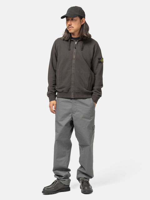 Stone Island Organic Cotton Zip-up Hoodie Lead Grey, Hoodies