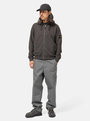Stone Island Organic Cotton Zip-up Hoodie Lead Grey, Hoodies