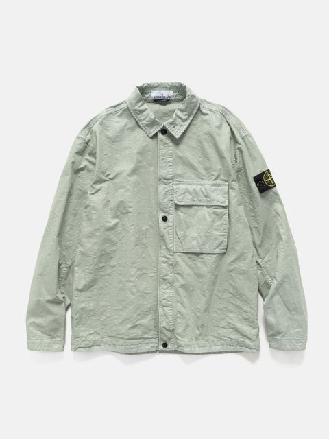 Flat shot of the Stone Island Organic-Look Nylon Panama-TC Overshirt Sage