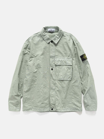 Flat shot of the Stone Island Organic-Look Nylon Panama-TC Overshirt Sage