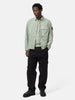Full body shot of the model wearing the Stone Island Organic-Look Nylon Panama-TC Overshirt Sage