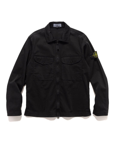 Stone Island Organic Stretch Cotton Satin Overshirt Black, Outerwear